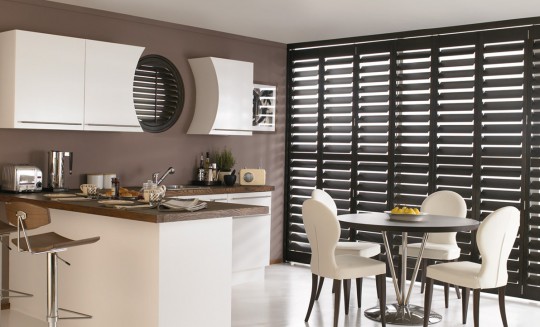 Kitchen Dark Wood Shutters